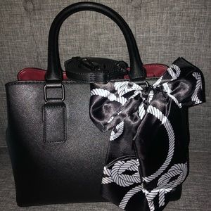 ALDO TOP HANDLE SATCHEL W/CUTE SCARF BLACK PURSE